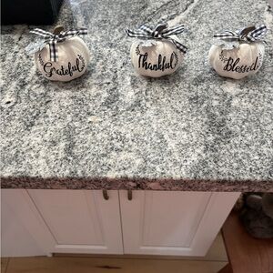 Set of Three White Decorative Pumpkins